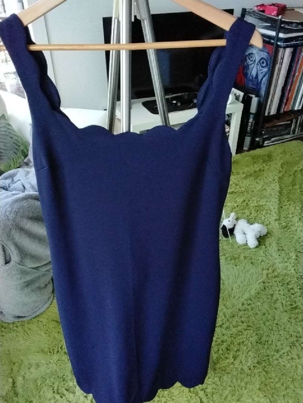 Premier Navy Sheath Dress with Scallop Detail